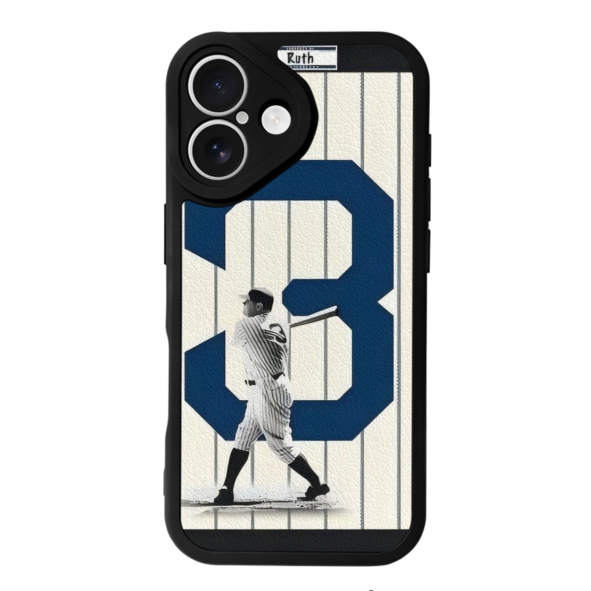 Babe Ruth 26 IPhone 16 Silicone Leather Case – UV Print, Lambskin Texture – Perfect Fit, Wireless Charging Compatible, Scratch Resistant, Precise Cutouts – Stylish Protection For IPhone 16